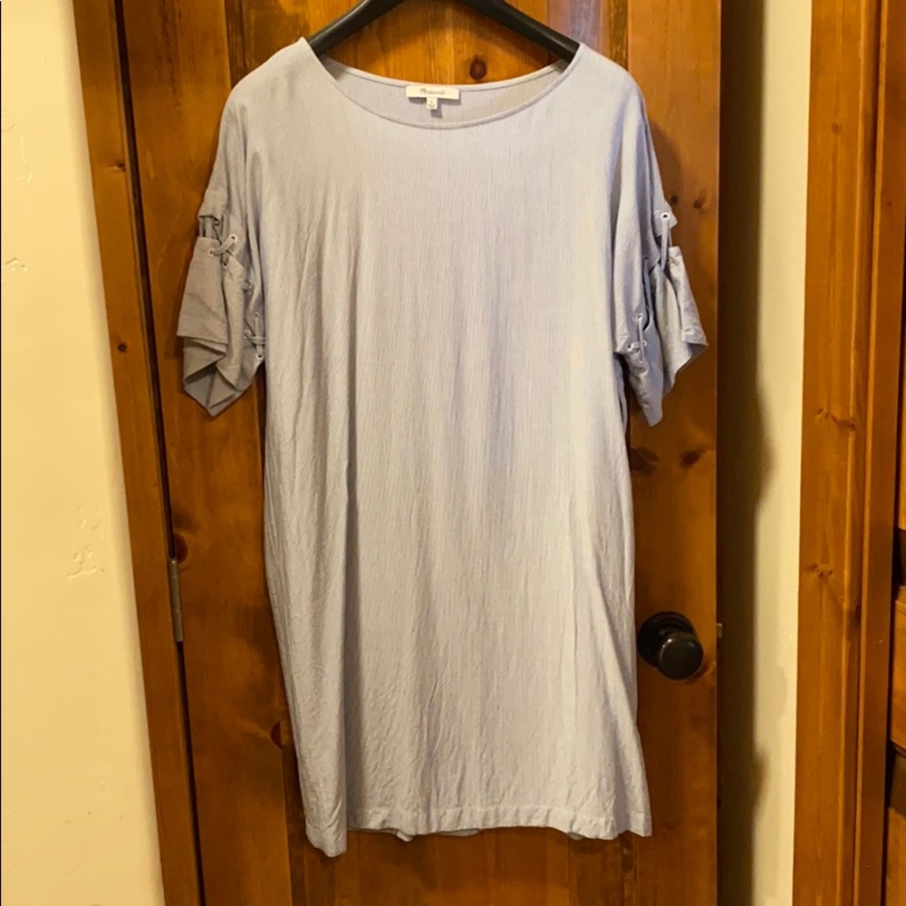 Madewell light blue pin stripe cover up top